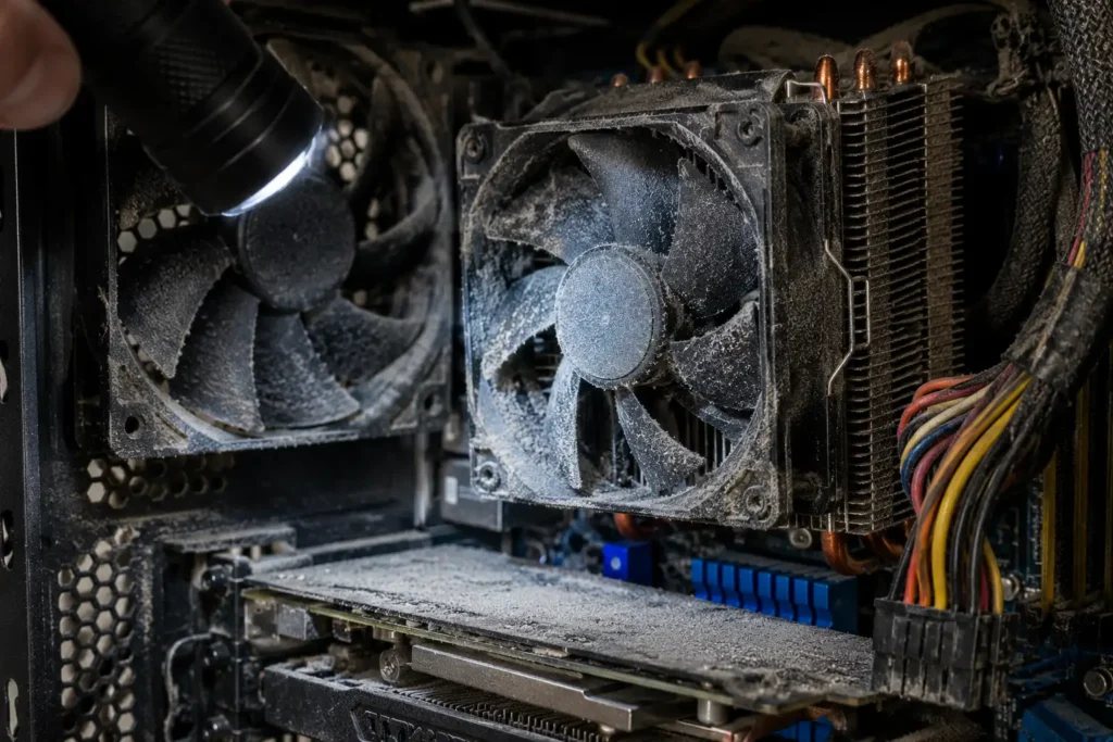 Checking a desktop computer that won't turn on by inspecting the power button and power supply