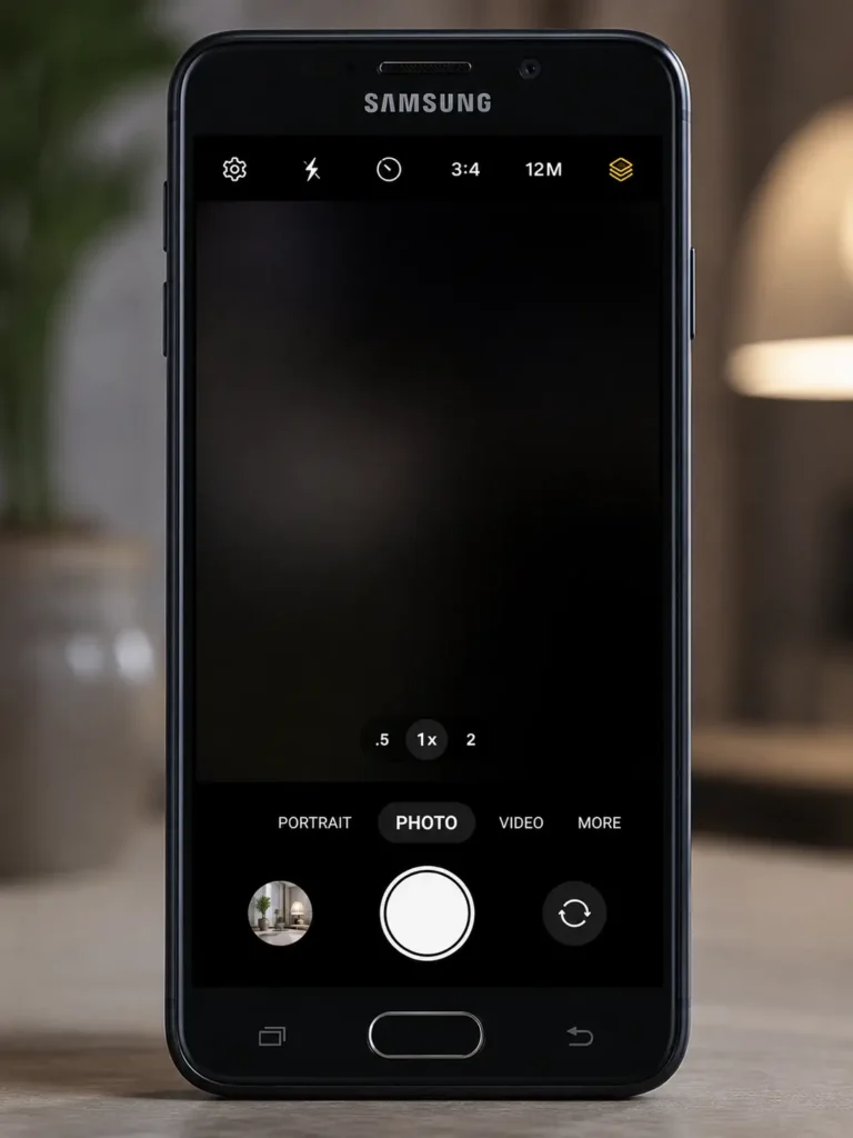 Galaxy camera app showing a blurry preview
