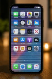 iPhone display flickering with visible distortion lines