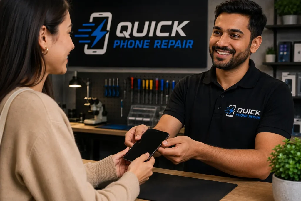 Customer receiving repaired water damaged phone