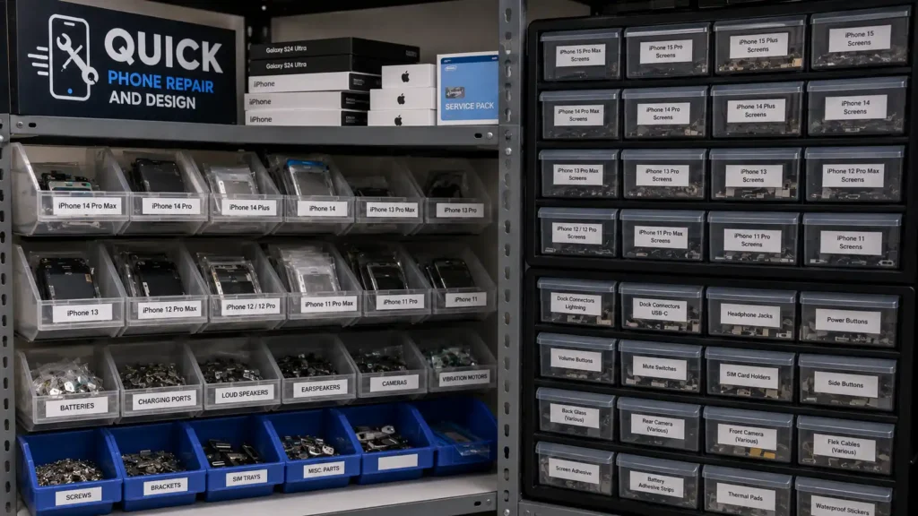 In-stock repair parts enabling same-day phone repair