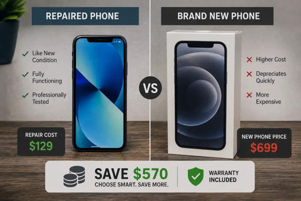 Screen repair cost comparison versus new phone