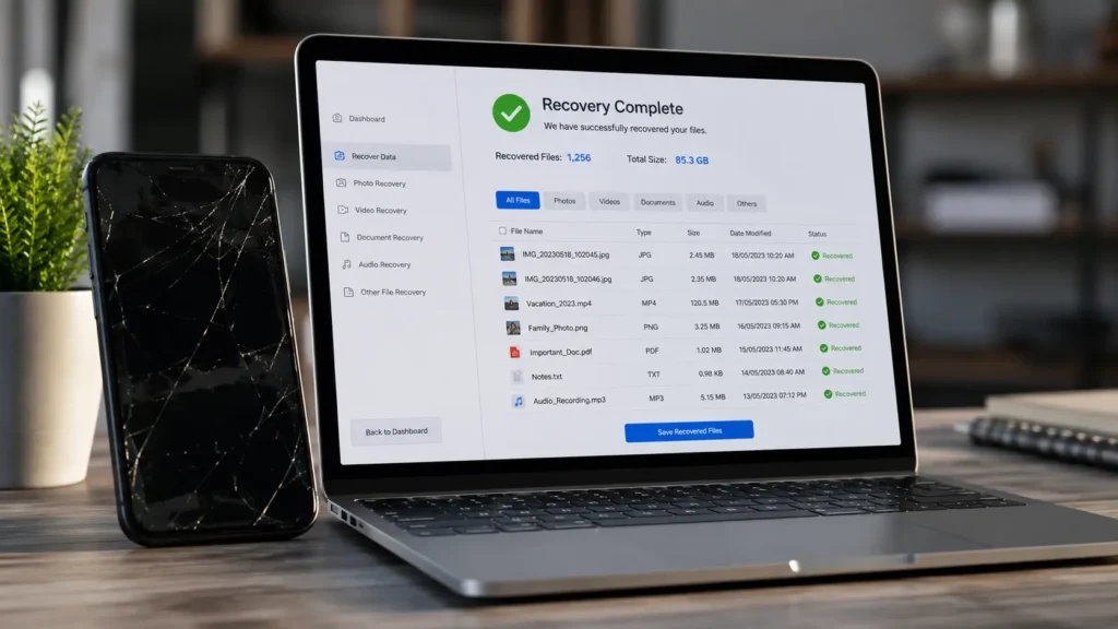 Phone data recovery from a damaged device