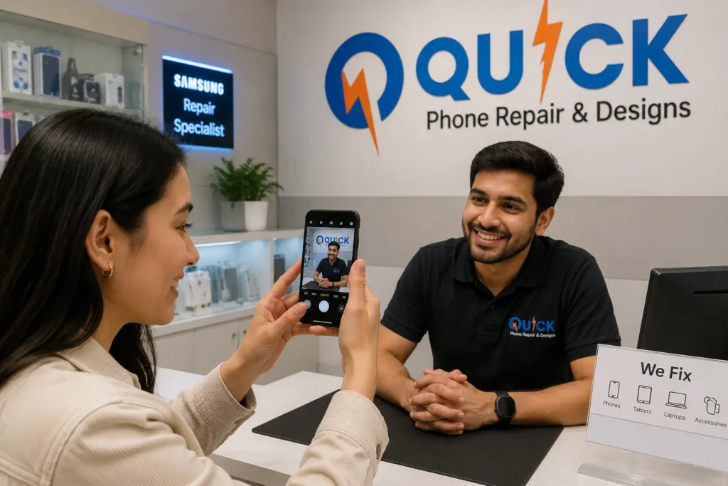 Customer testing repaired Samsung camera