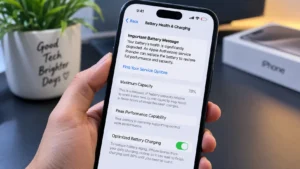 iPhone battery health screen showing signs of replacement needed